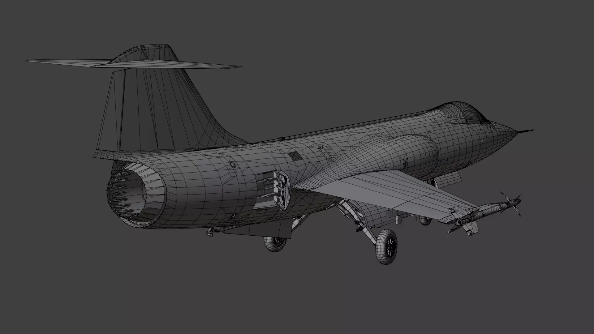 F104G starfighter fighter jet Low-poly 3D model_25