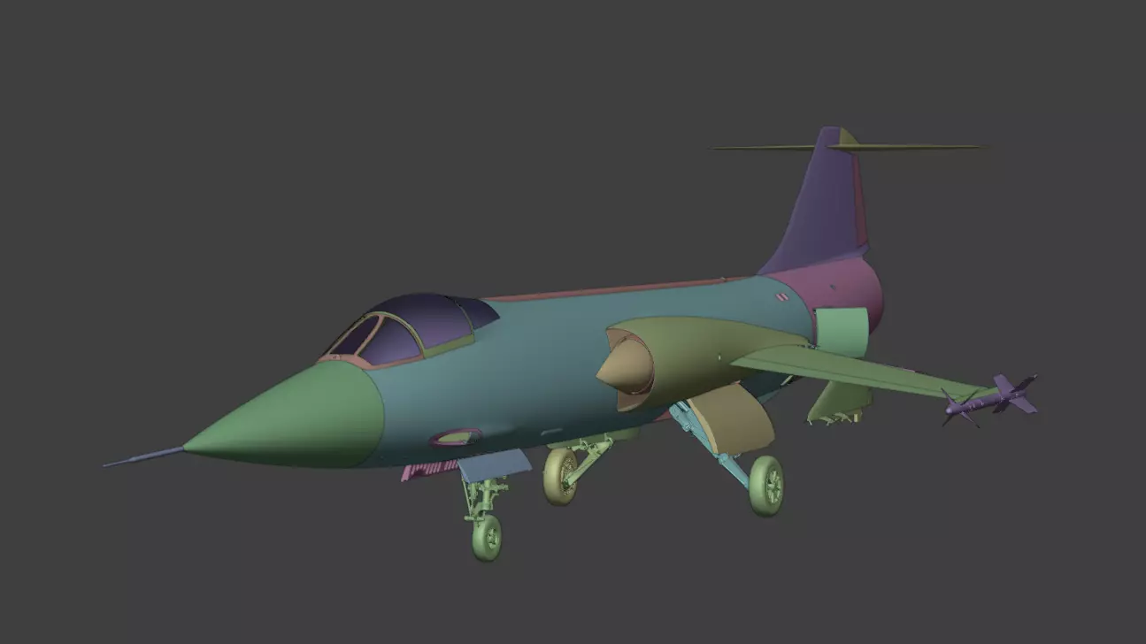 F104G starfighter fighter jet Low-poly 3D model_12