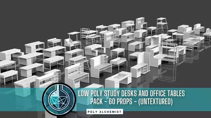Study Desks And Office Tables Pack - 60 Props - Untextured
