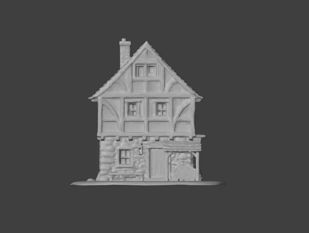 Medieval Timber House Low-poly 3D model_6