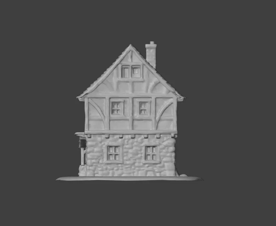 Medieval Timber House Low-poly 3D model_7