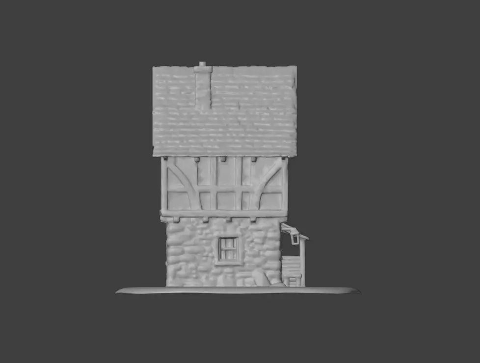 Medieval Timber House Low-poly 3D model_9