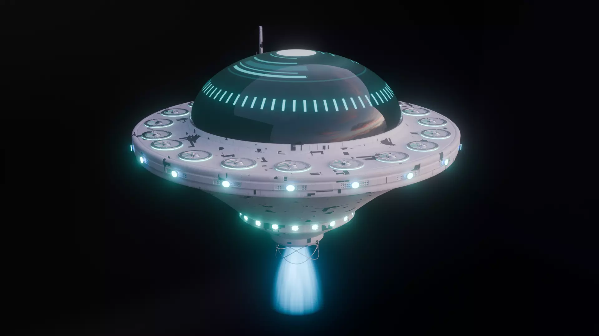 Futuristic UFO Spaceship SCI-FI Vehicle 3D model_8