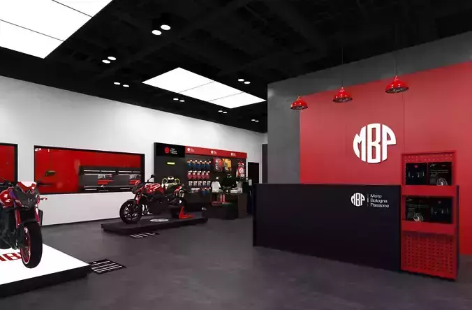 motorcycle store exhibition stand 3D model