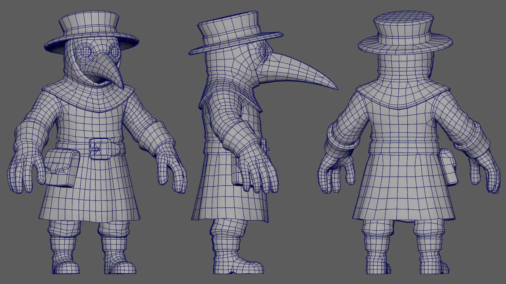 Plague Doctor - Game ready character Low-poly 3D model_10