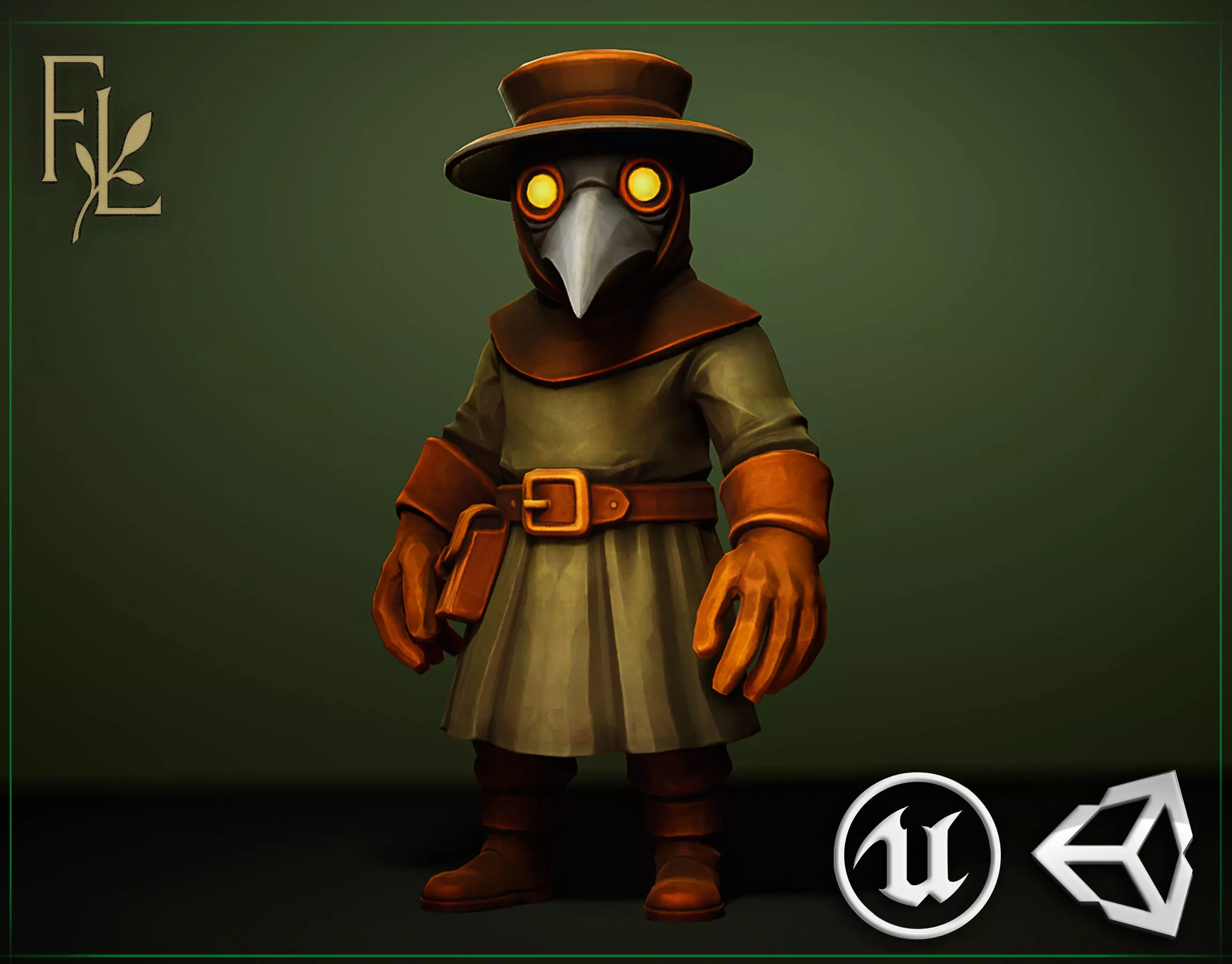 Plague Doctor - Game ready character Low-poly 3D model_0