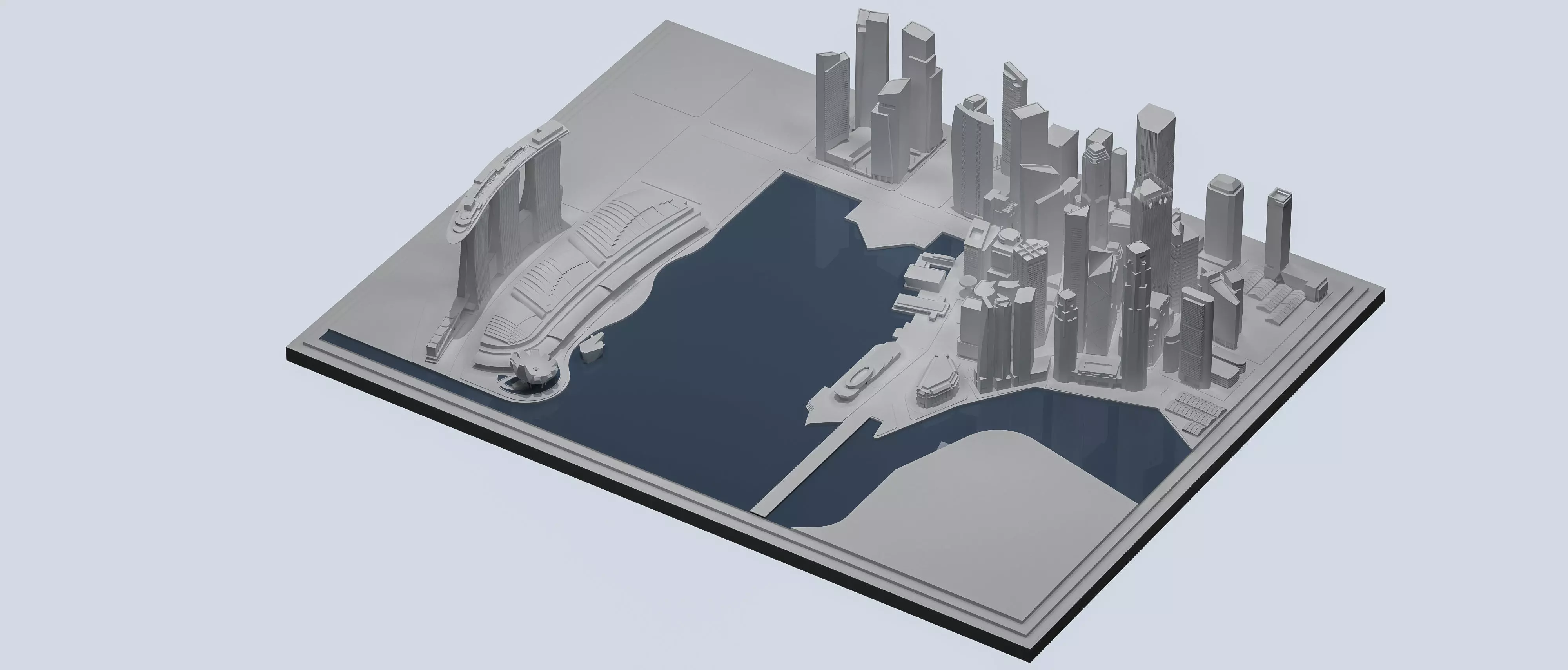 Singapore City Low-poly 3D model_10