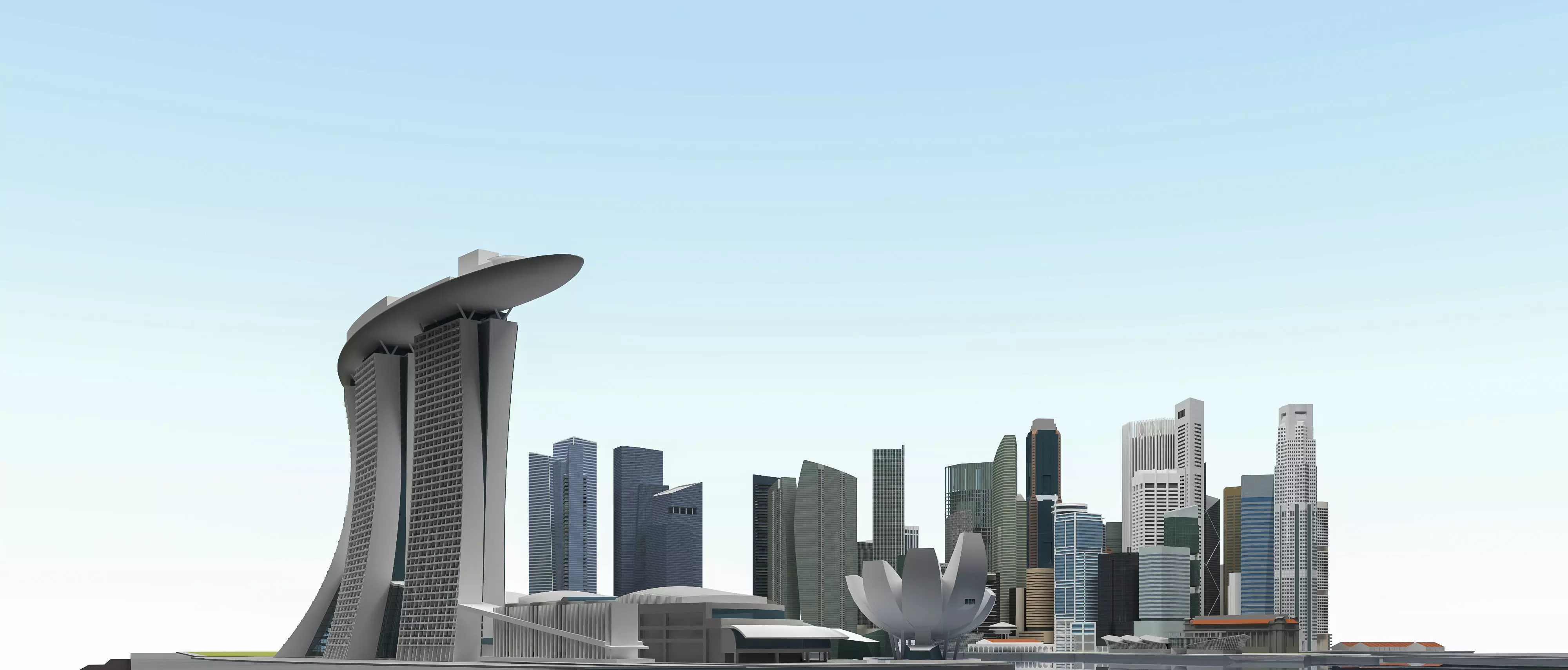 Singapore City Low-poly 3D model_2