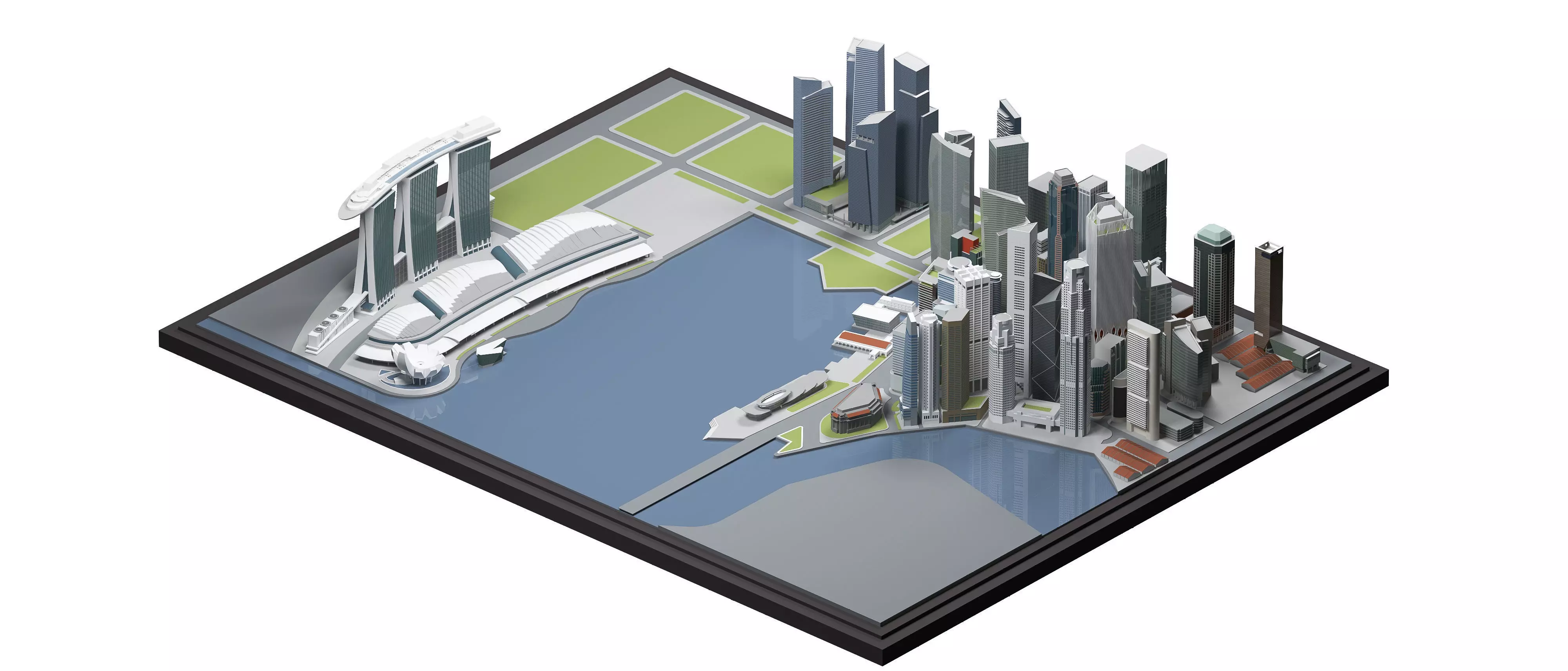 Singapore City Low-poly 3D model_6