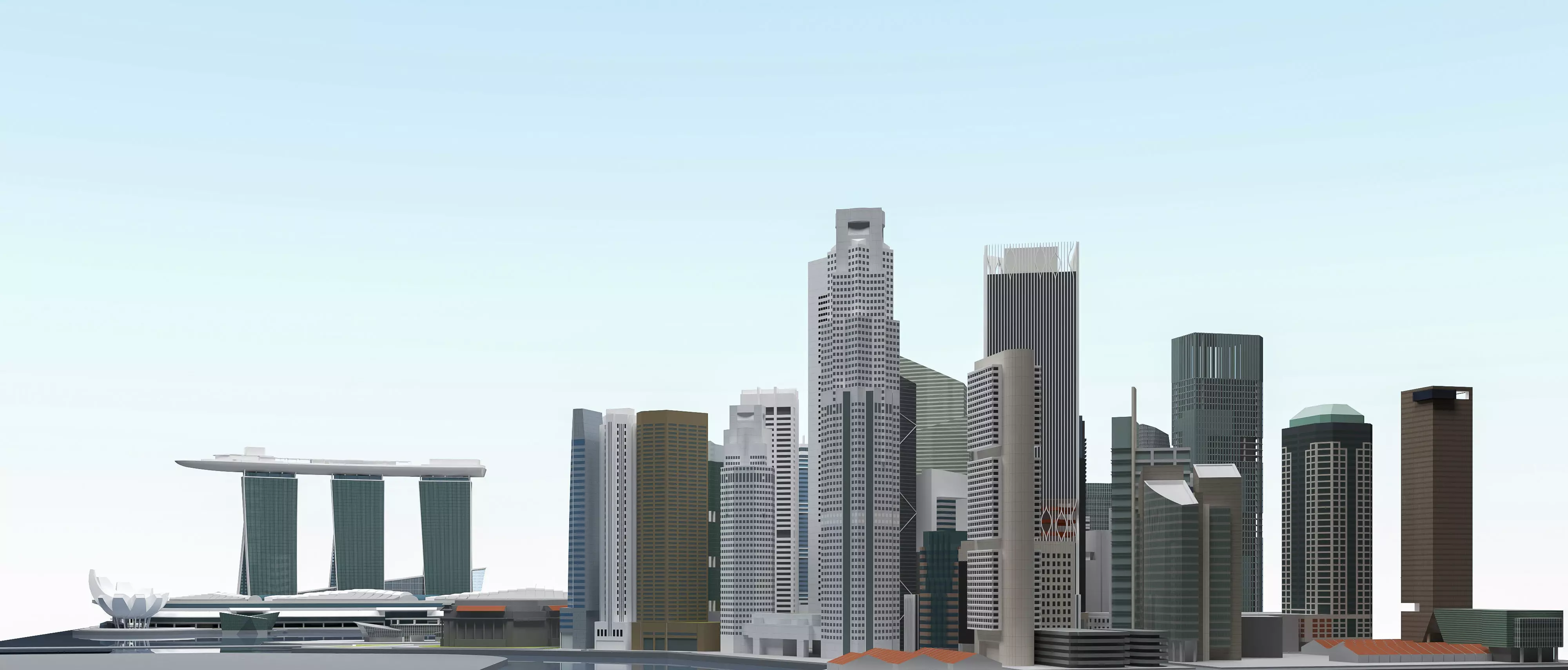 Singapore City Low-poly 3D model_5