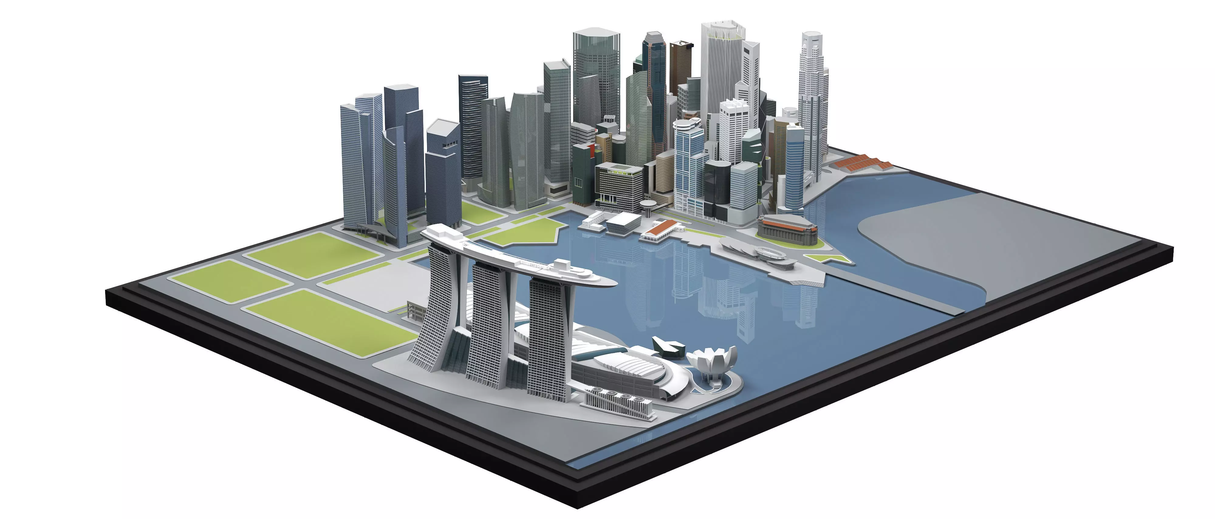 Singapore City Low-poly 3D model_7