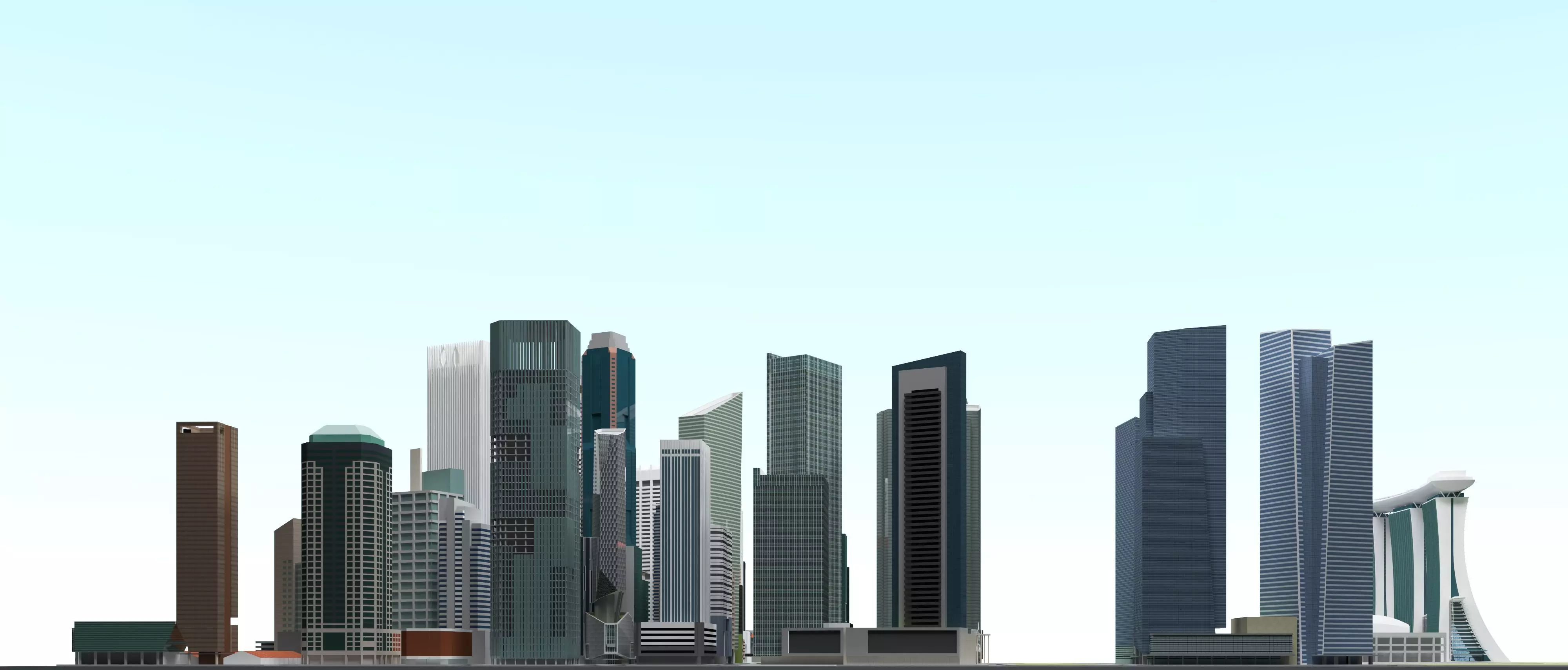 Singapore City Low-poly 3D model_4
