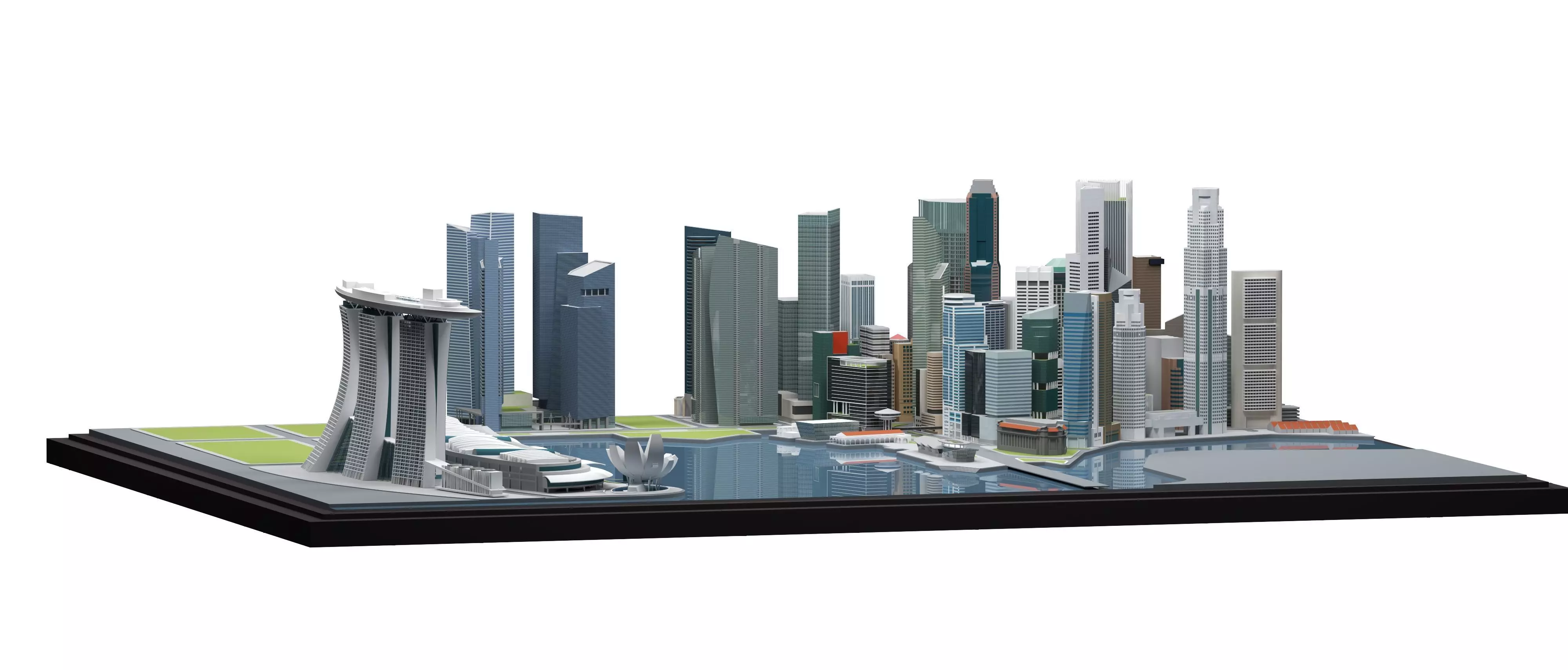 Singapore City Low-poly 3D model_0