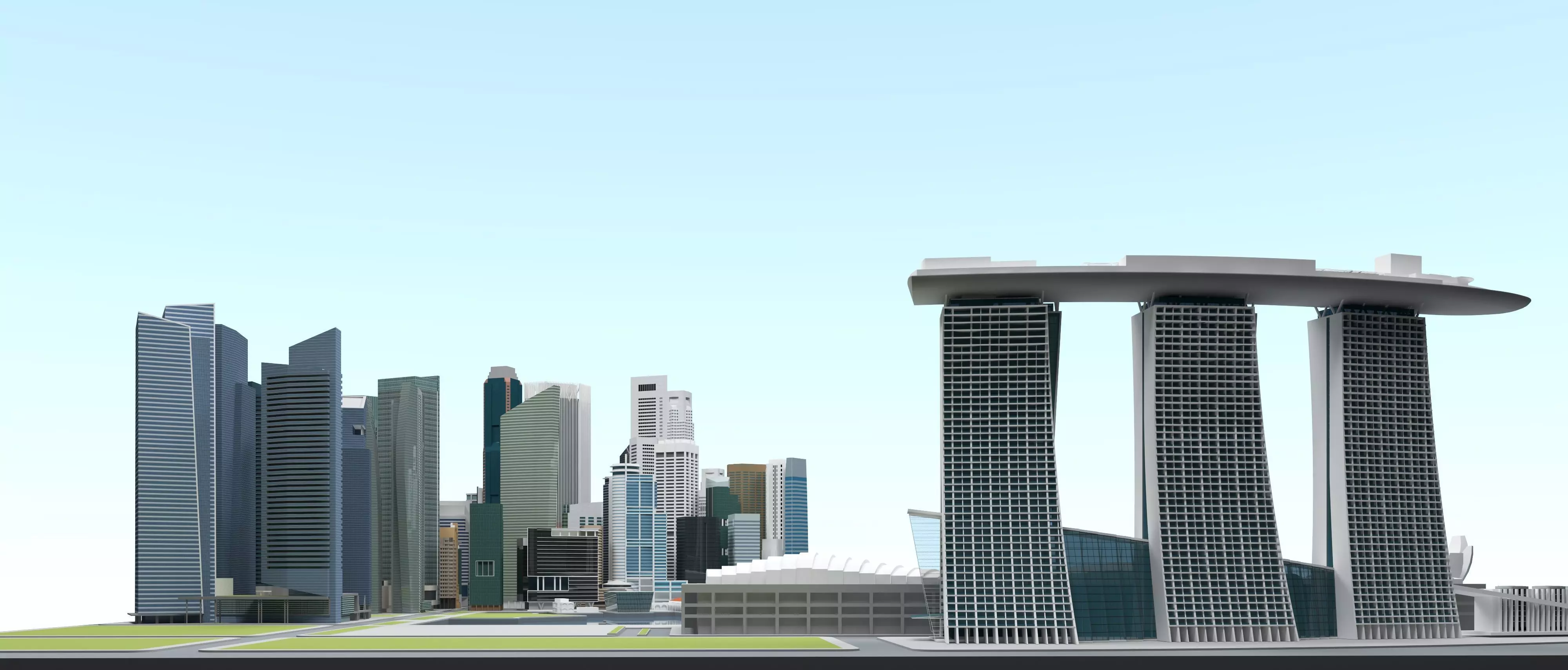 Singapore City Low-poly 3D model_3