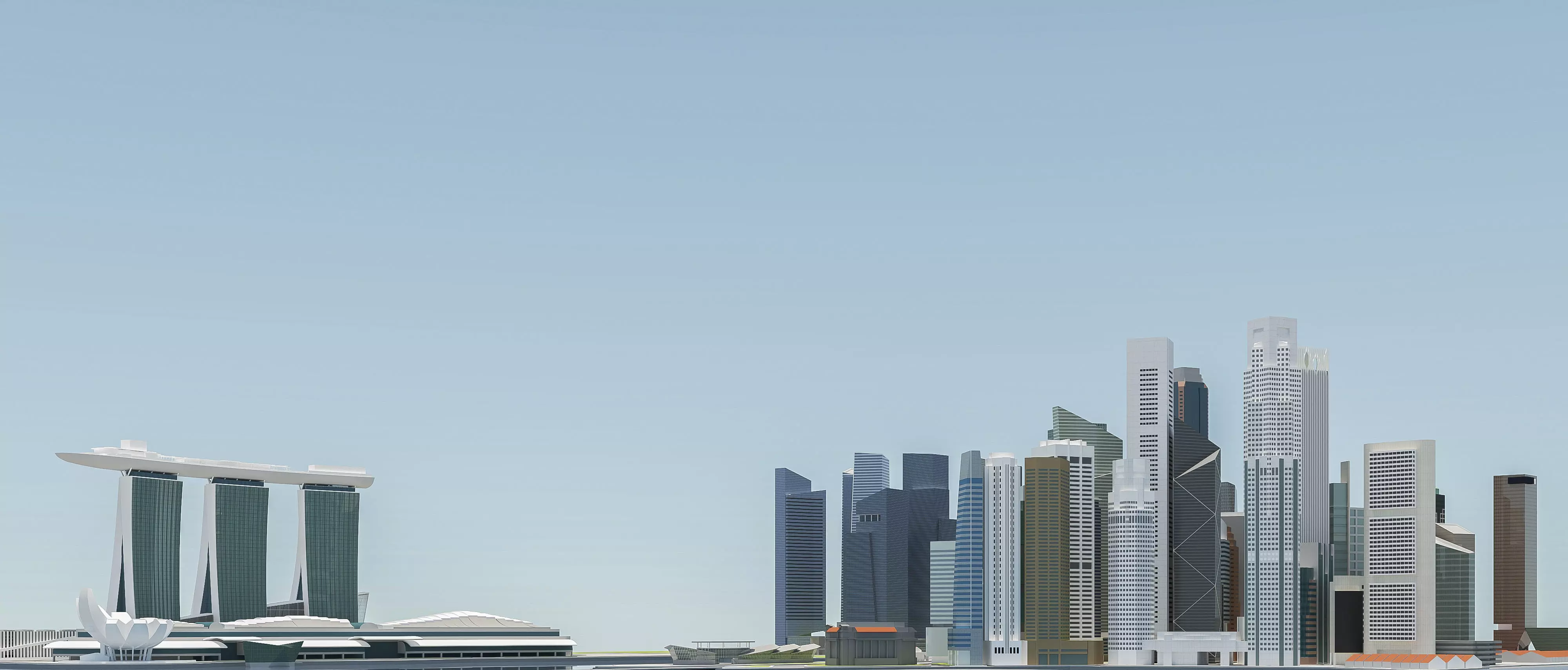Singapore City Low-poly 3D model_1