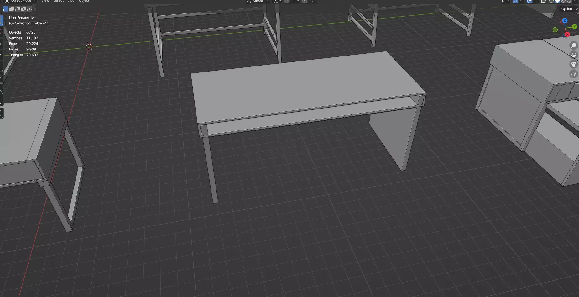 Study Desks And Office Tables Pack - 65 Props - Untextured 3D model_76