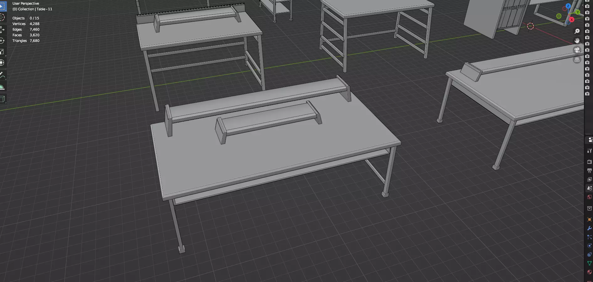 Study Desks And Office Tables Pack - 65 Props - Untextured 3D model_55