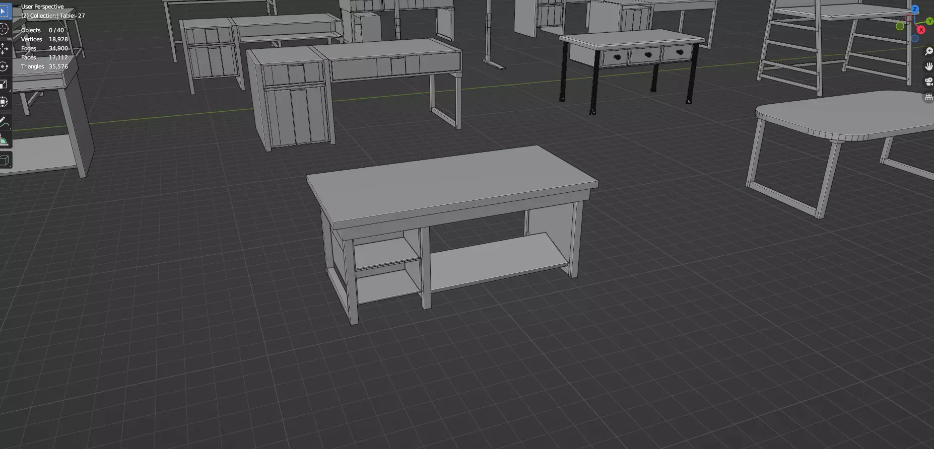Study Desks And Office Tables Pack - 65 Props - Untextured 3D model_89