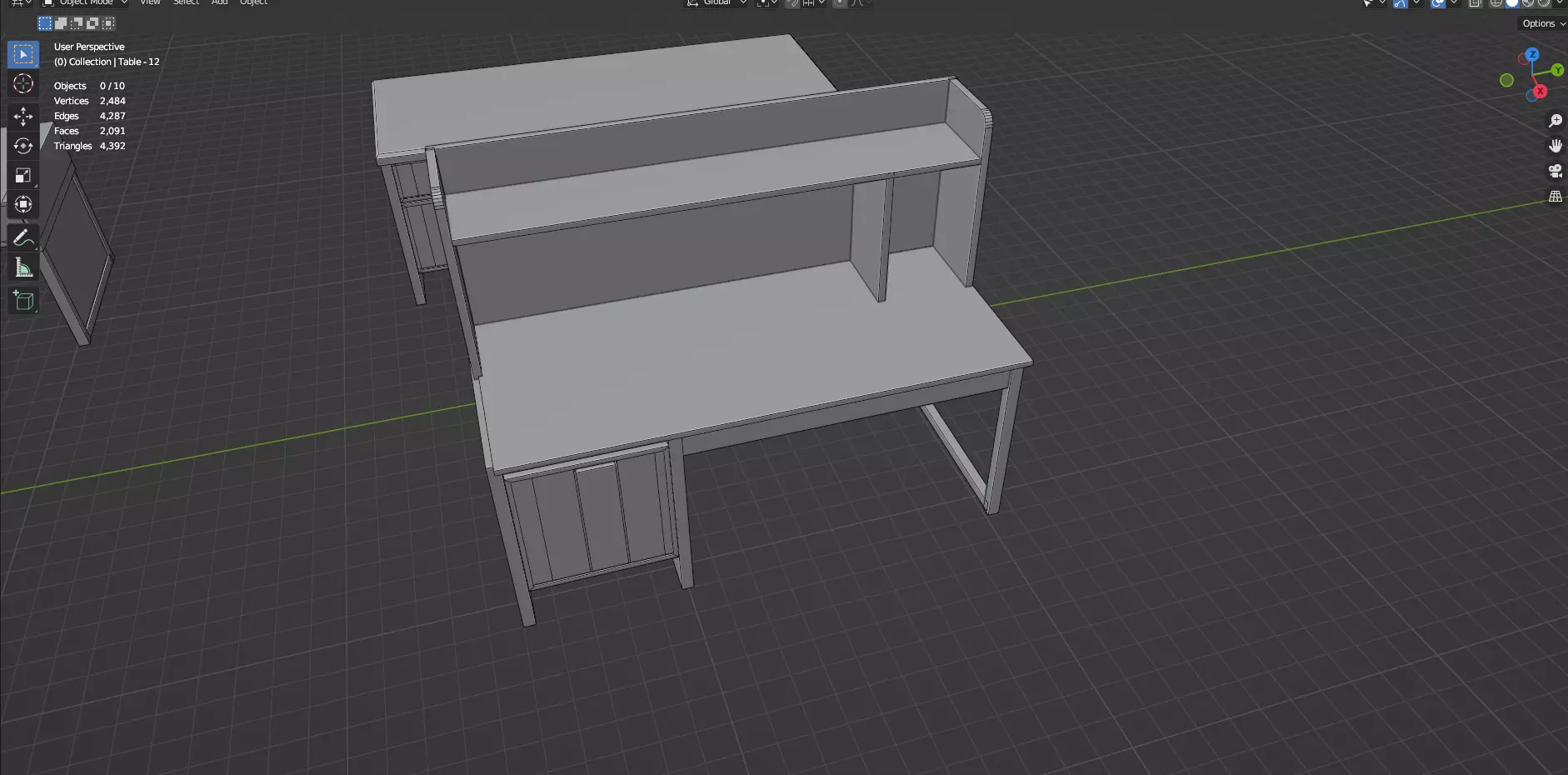 Study Desks And Office Tables Pack - 65 Props - Untextured 3D model_92