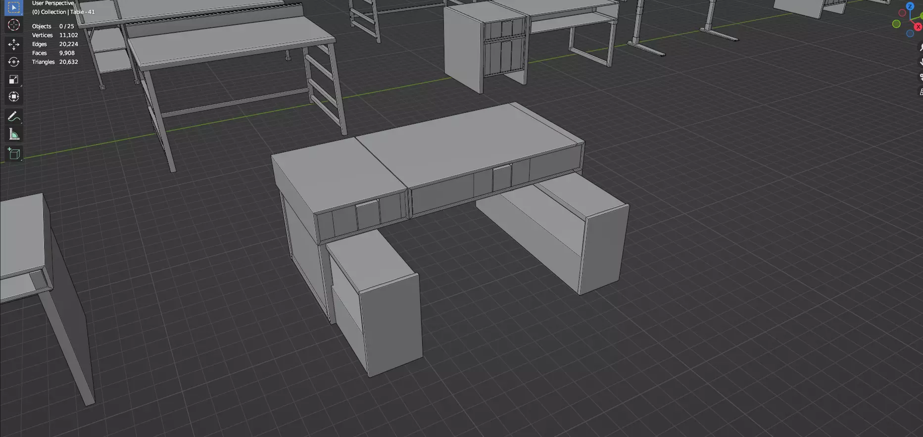 Study Desks And Office Tables Pack - 65 Props - Untextured 3D model_73