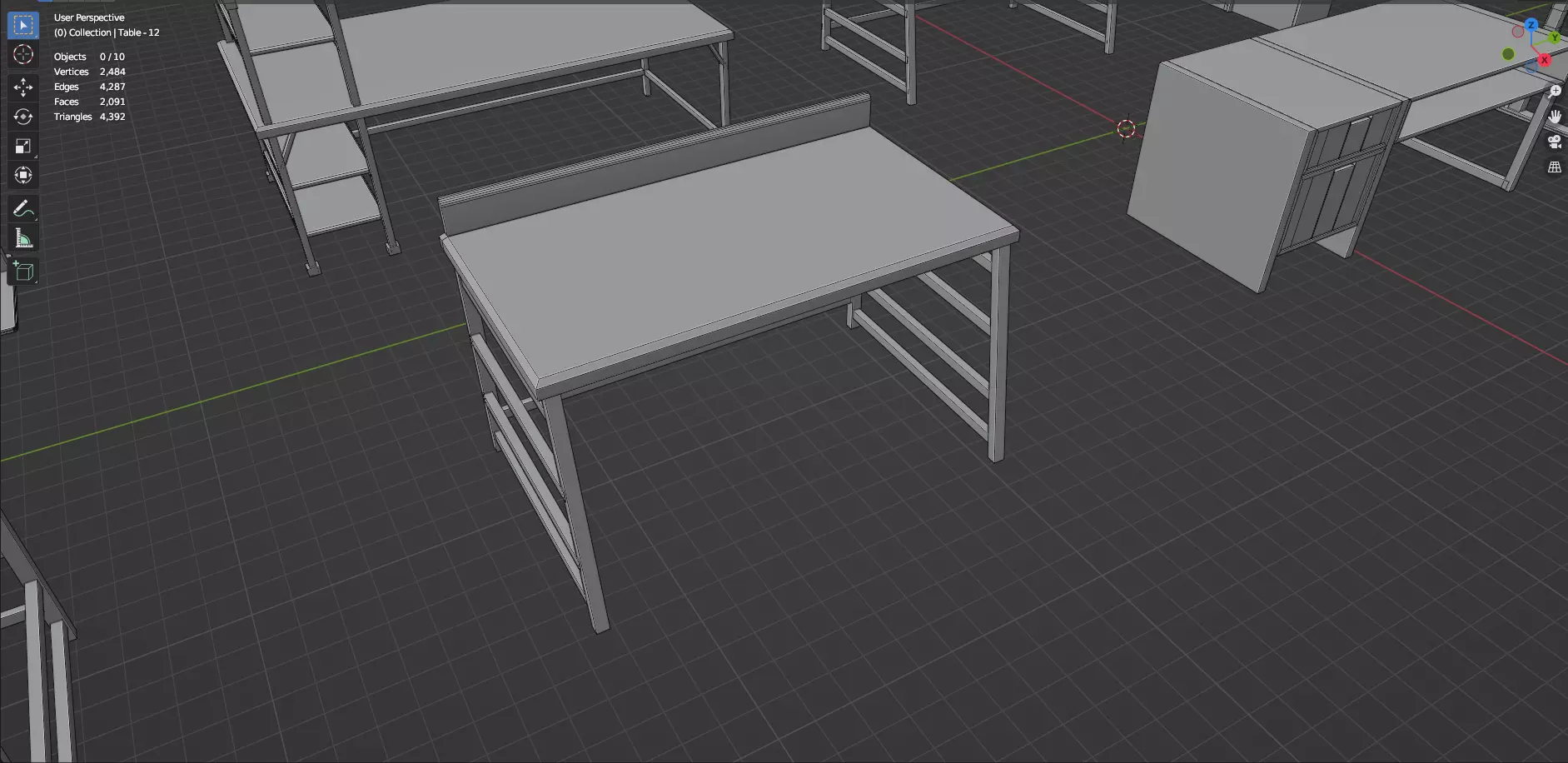 Study Desks And Office Tables Pack - 65 Props - Untextured 3D model_65