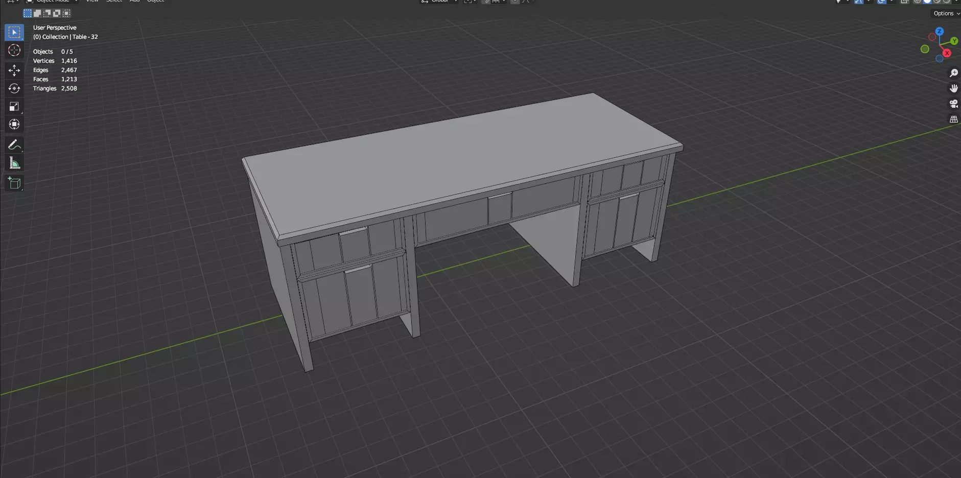 Study Desks And Office Tables Pack - 65 Props - Untextured 3D model_62