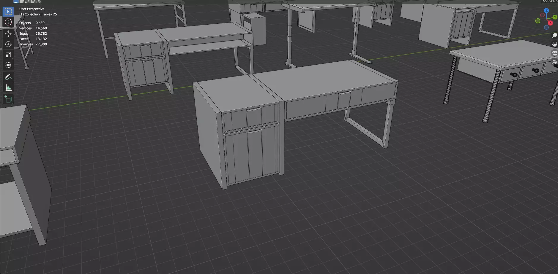 Study Desks And Office Tables Pack - 65 Props - Untextured 3D model_84