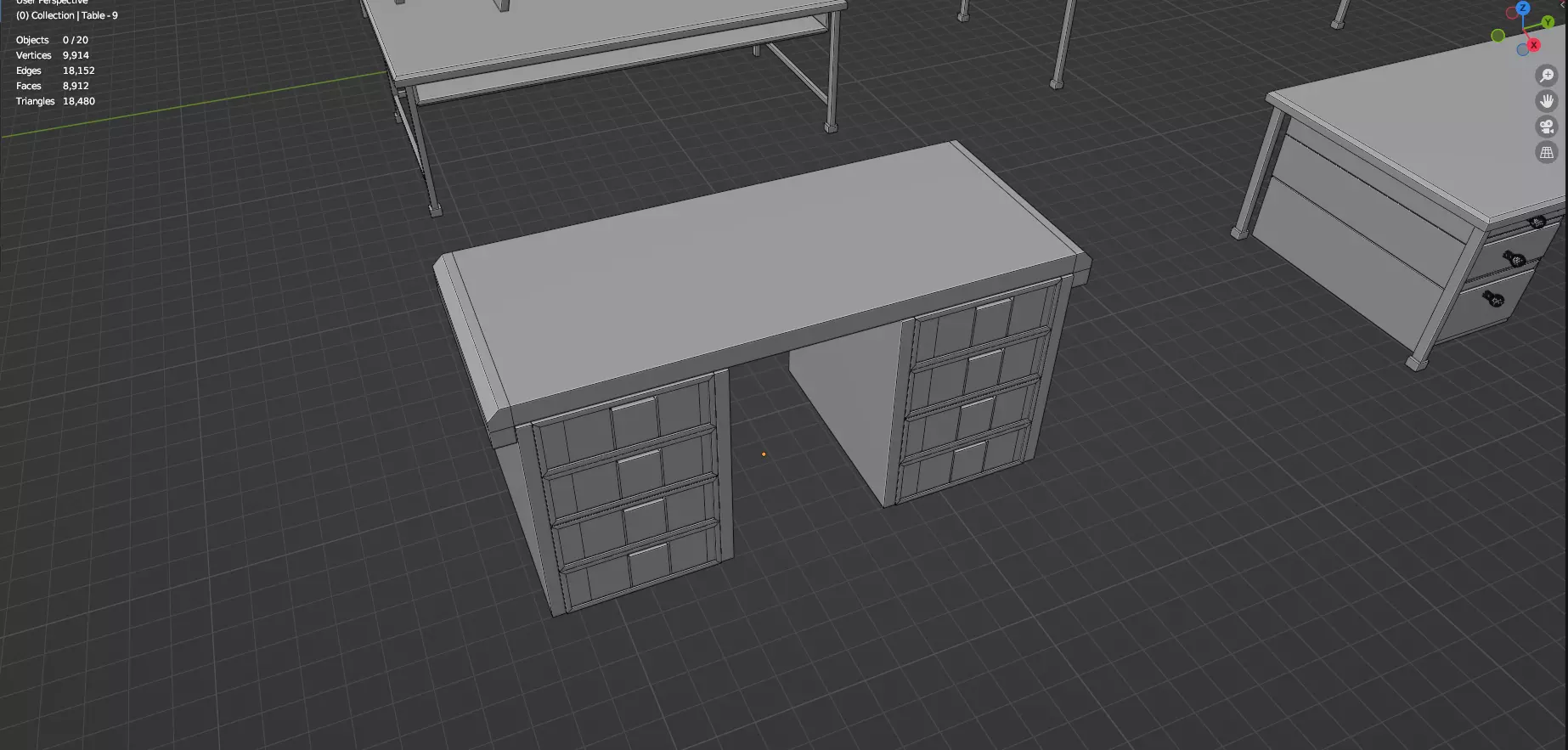 Study Desks And Office Tables Pack - 65 Props - Untextured 3D model_50