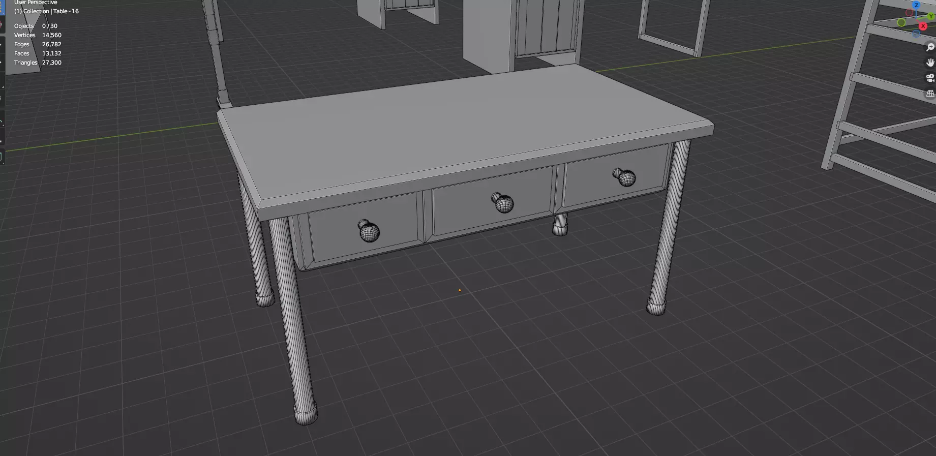Study Desks And Office Tables Pack - 65 Props - Untextured 3D model_83