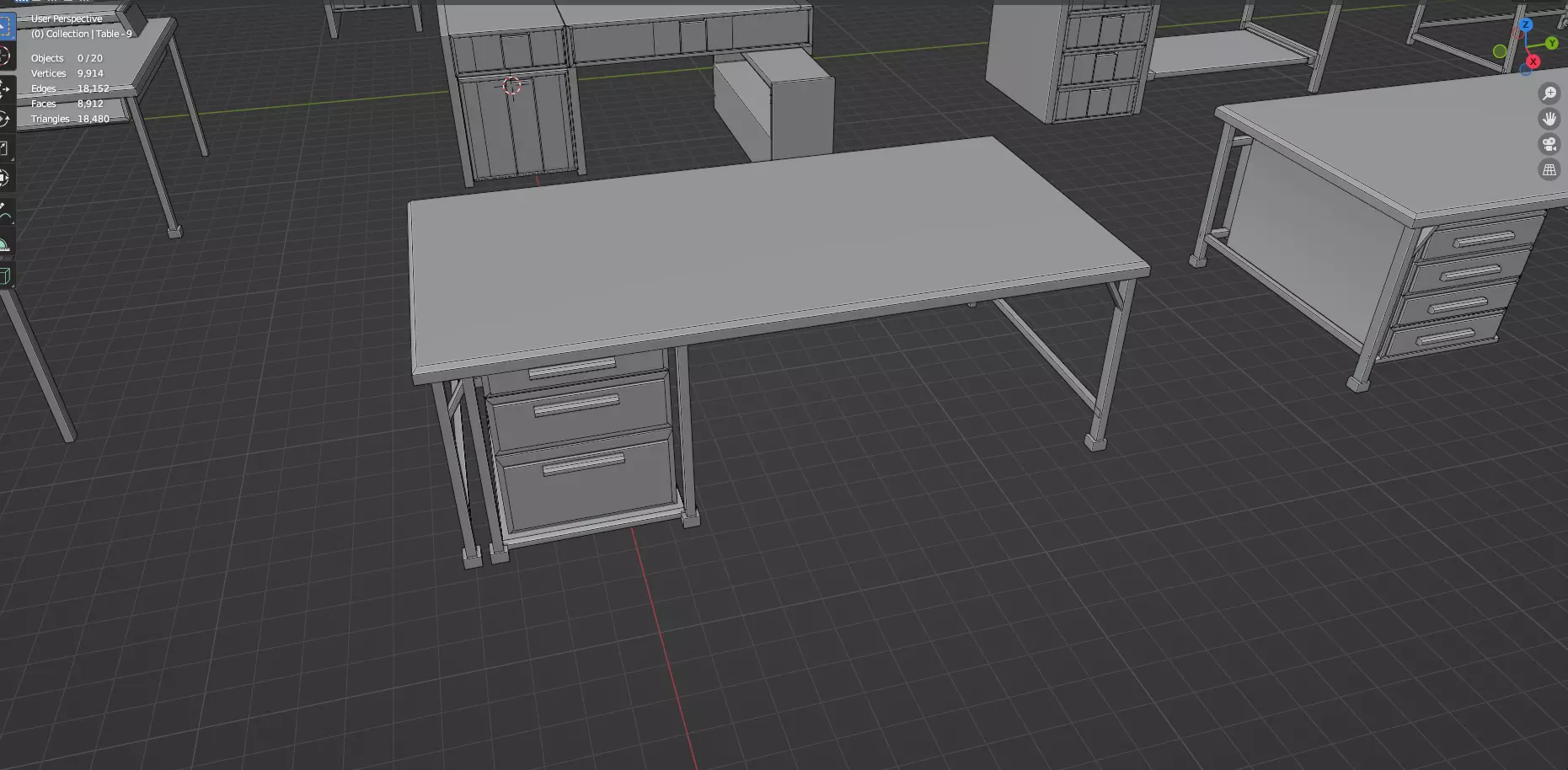 Study Desks And Office Tables Pack - 65 Props - Untextured 3D model_57