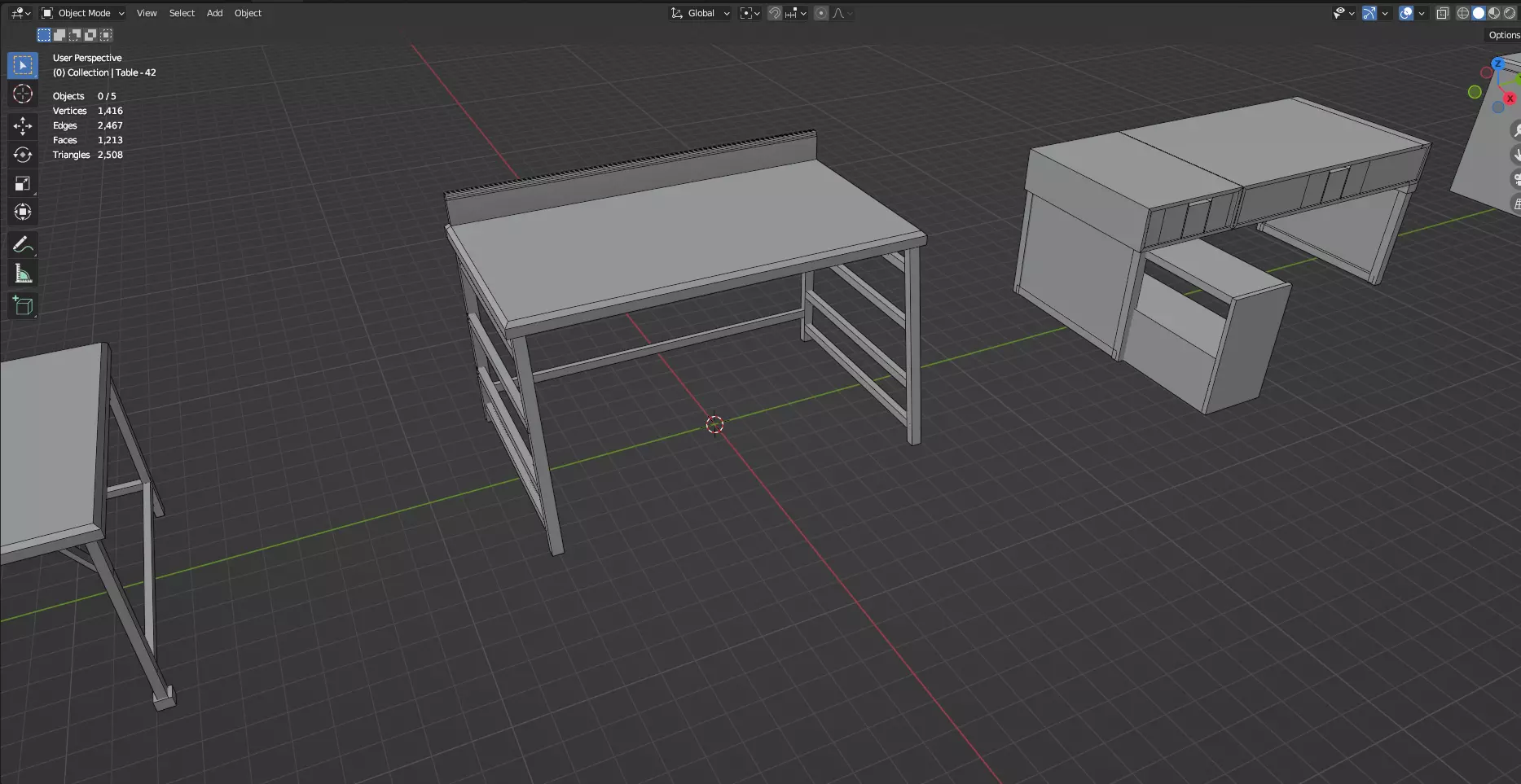 Study Desks And Office Tables Pack - 65 Props - Untextured 3D model_72