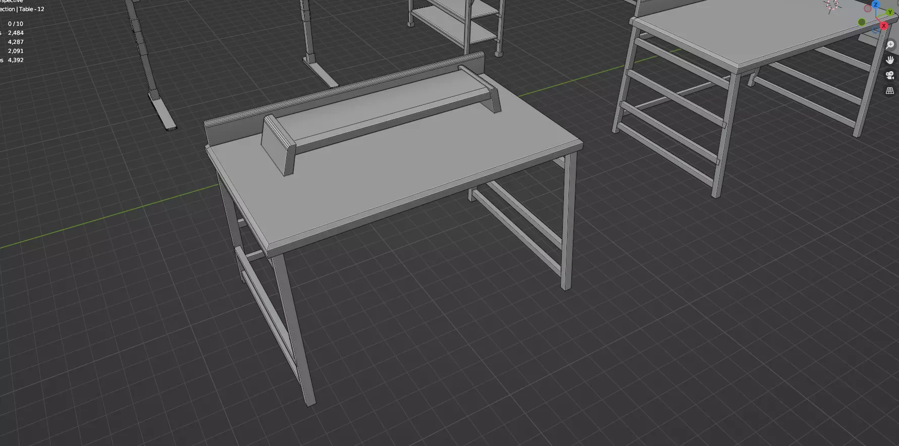 Study Desks And Office Tables Pack - 65 Props - Untextured 3D model_60