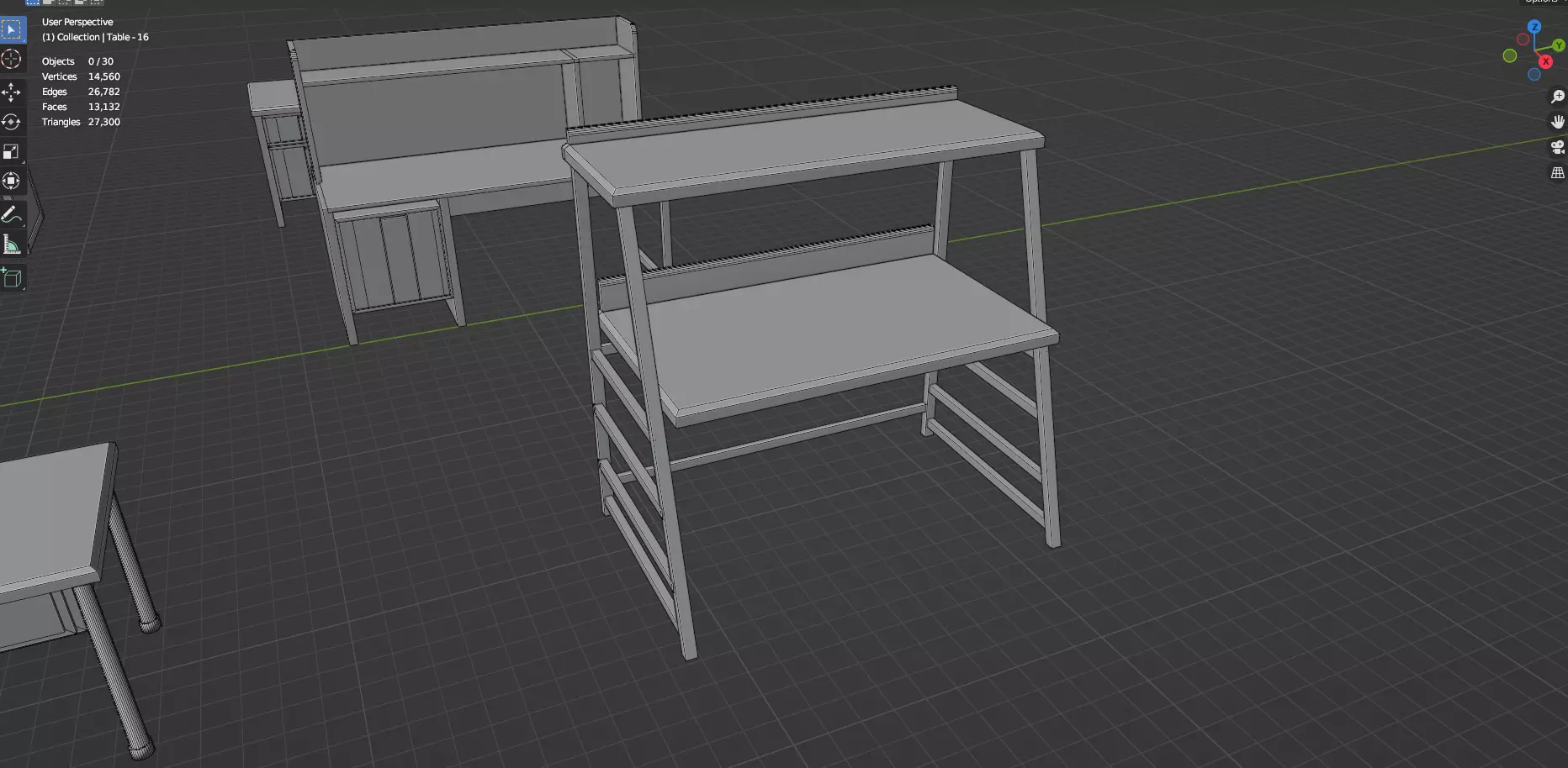 Study Desks And Office Tables Pack - 65 Props - Untextured 3D model_79