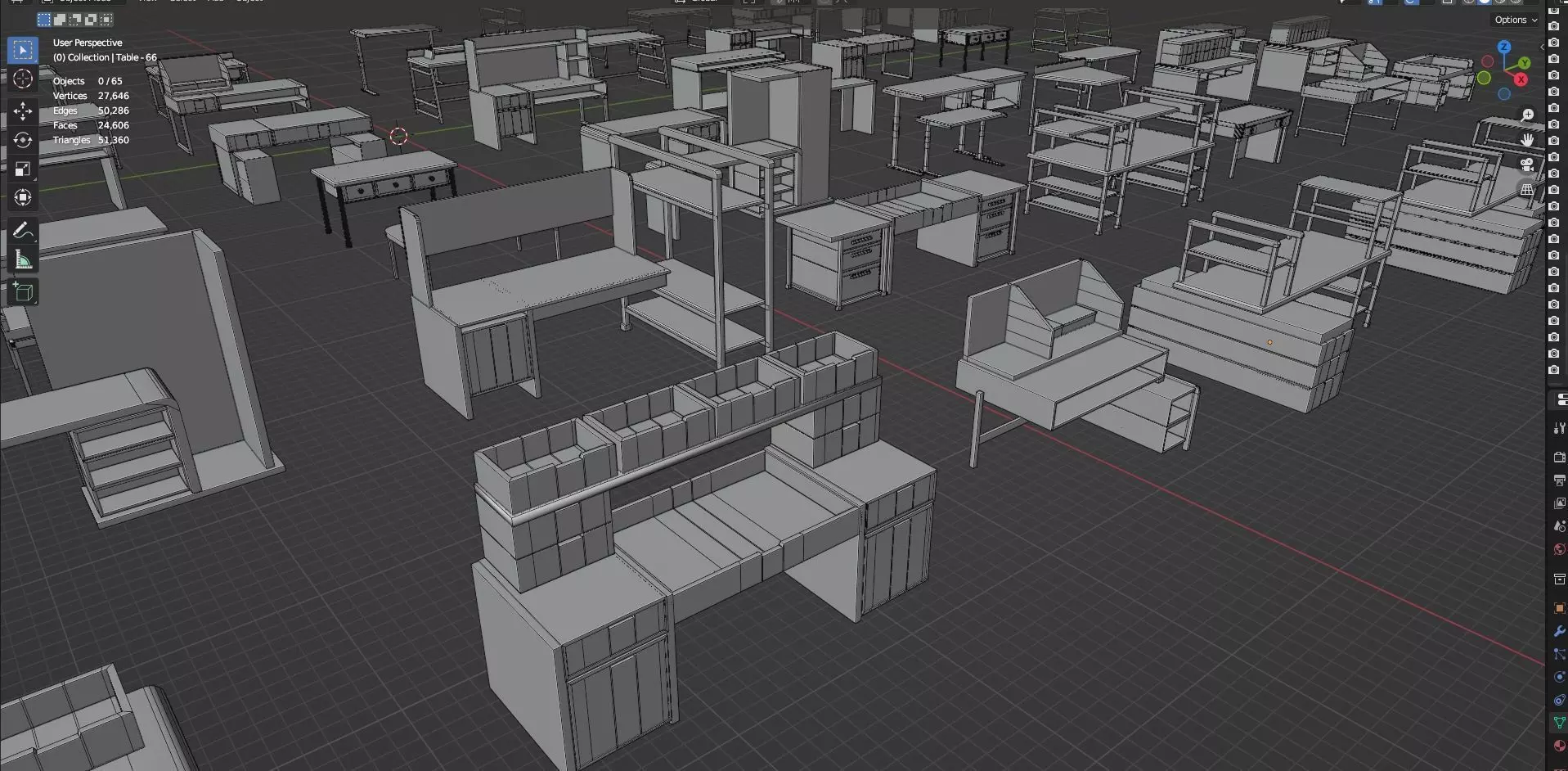 Study Desks And Office Tables Pack - 65 Props - Untextured 3D model_41