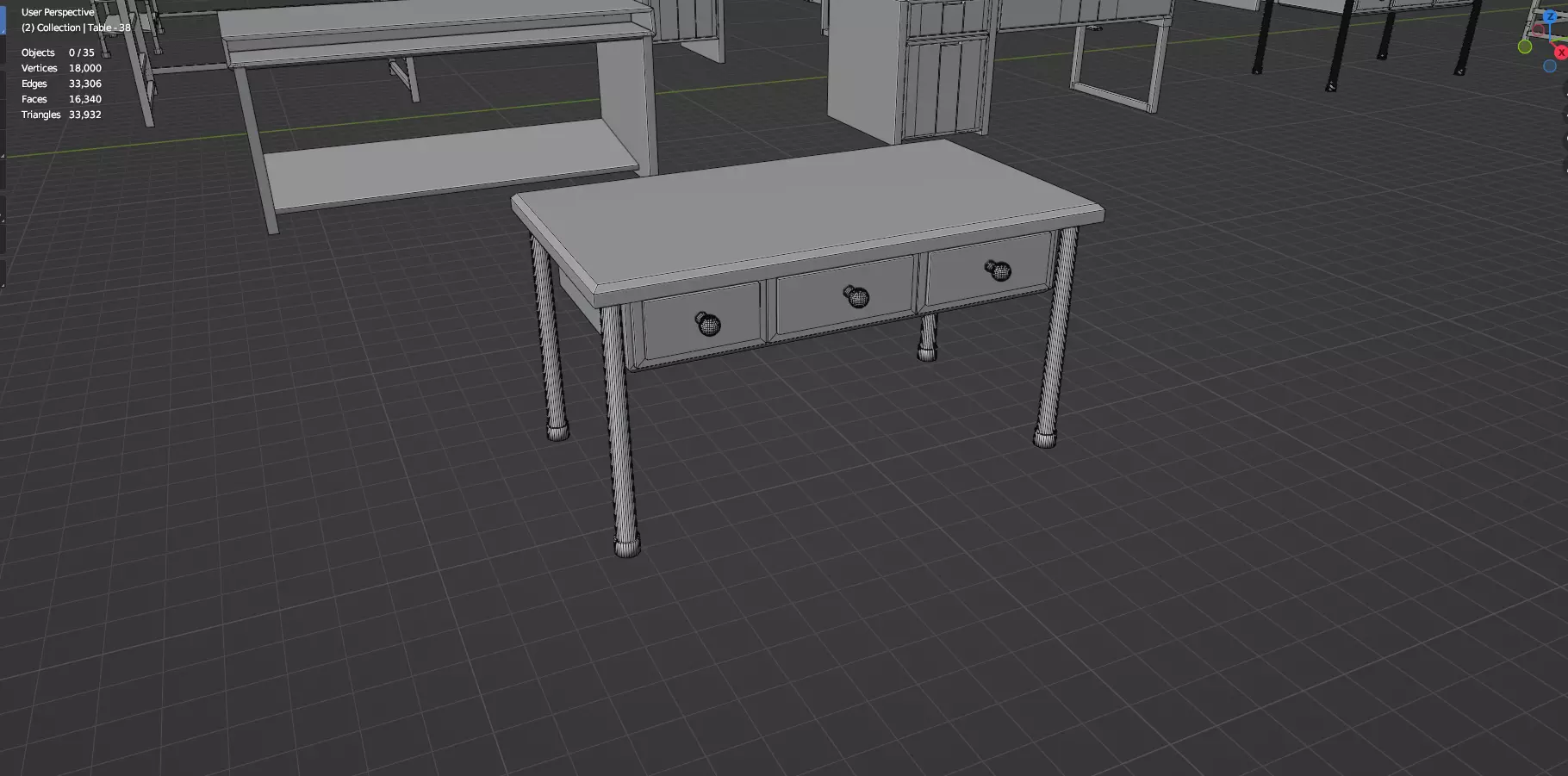 Study Desks And Office Tables Pack - 65 Props - Untextured 3D model_85