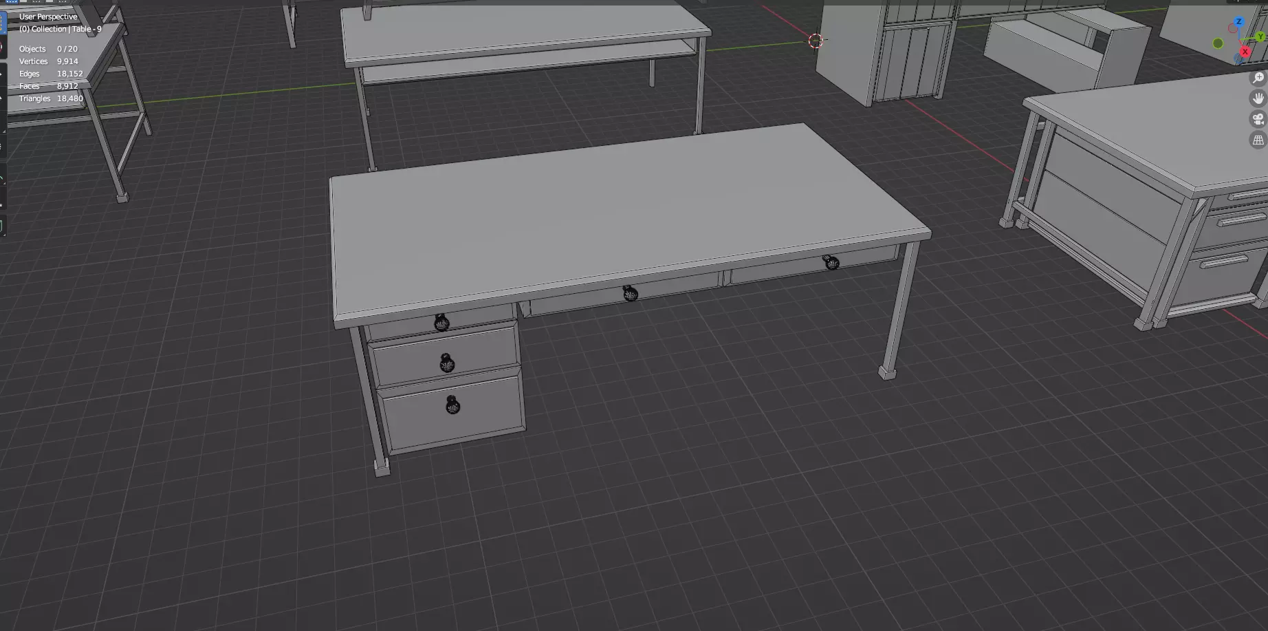 Study Desks And Office Tables Pack - 65 Props - Untextured 3D model_52