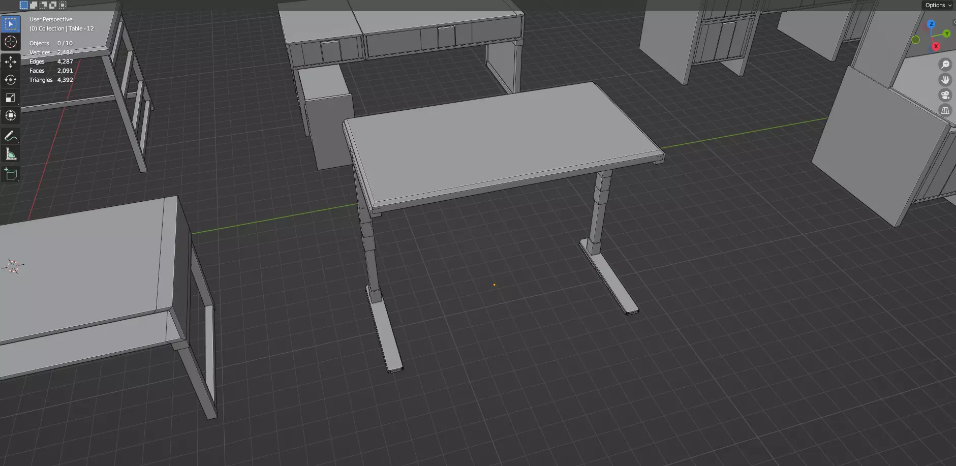 Study Desks And Office Tables Pack - 65 Props - Untextured 3D model_70