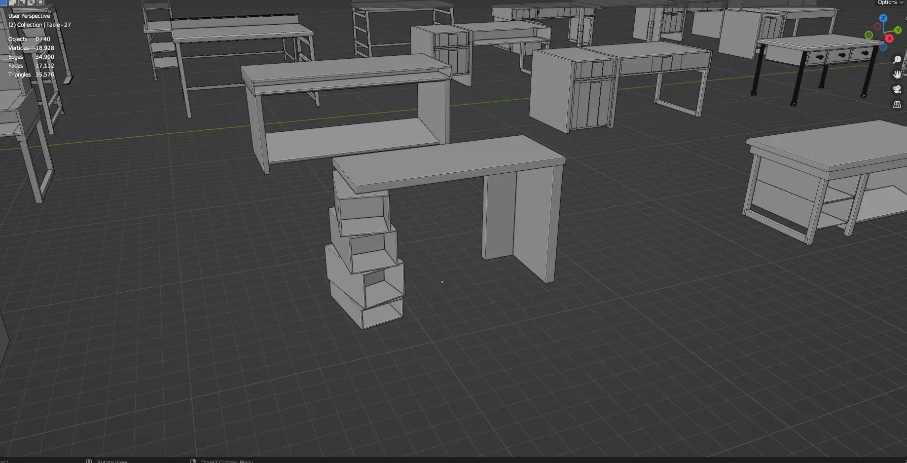 Study Desks And Office Tables Pack - 65 Props - Untextured 3D model_87