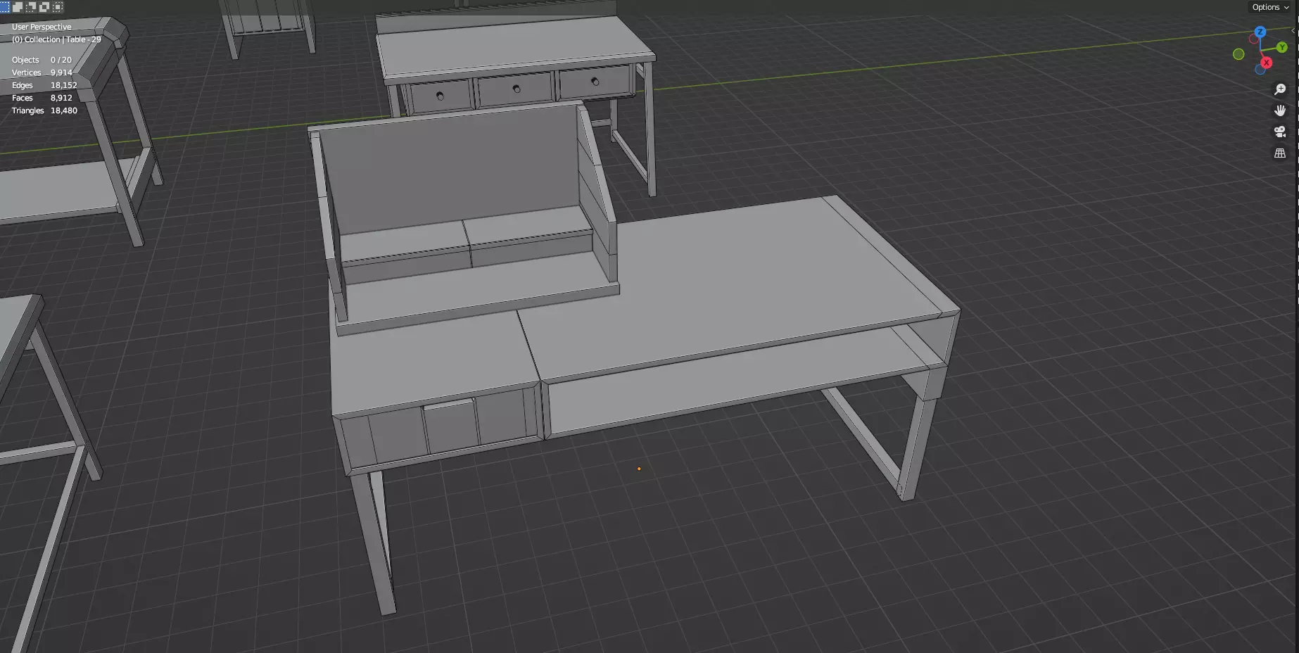 Study Desks And Office Tables Pack - 65 Props - Untextured 3D model_63