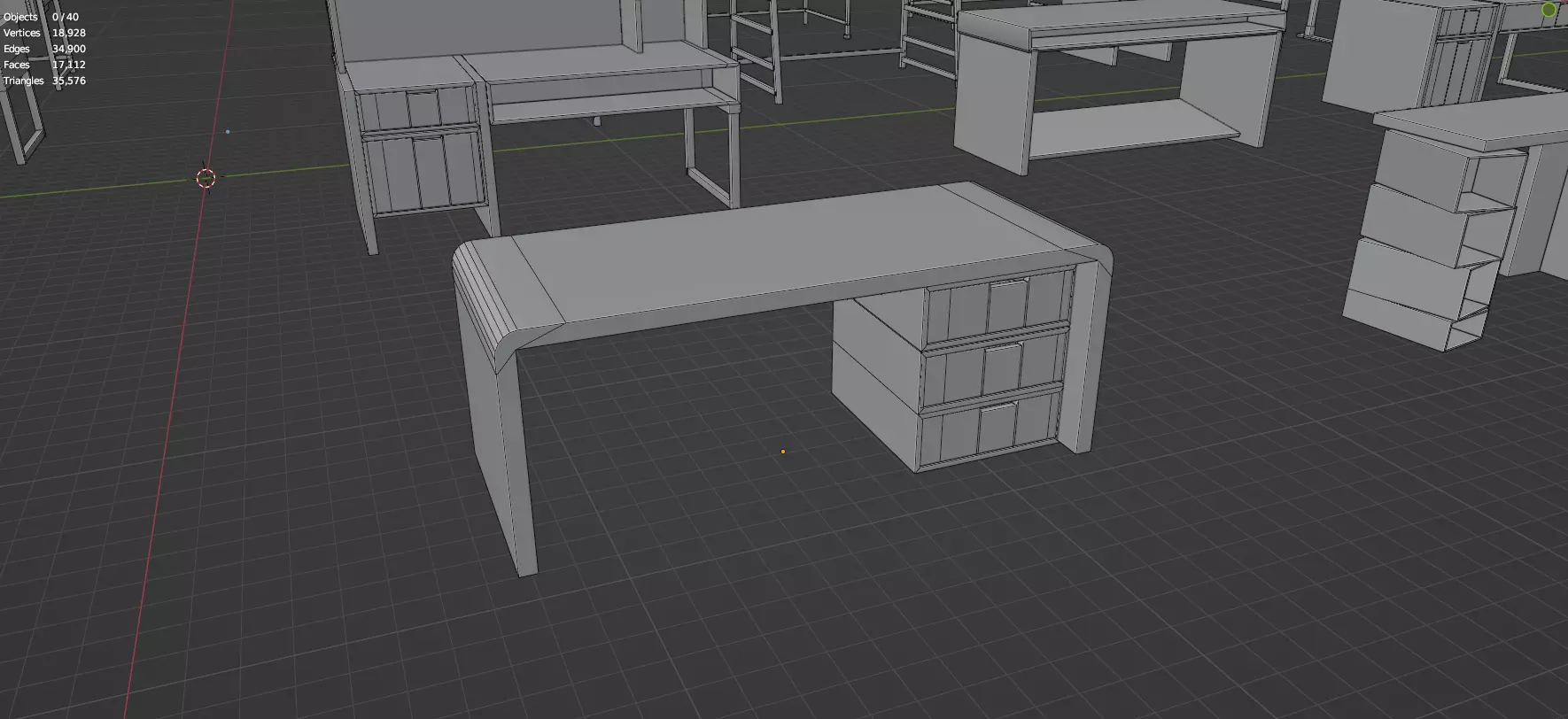 Study Desks And Office Tables Pack - 65 Props - Untextured 3D model_88