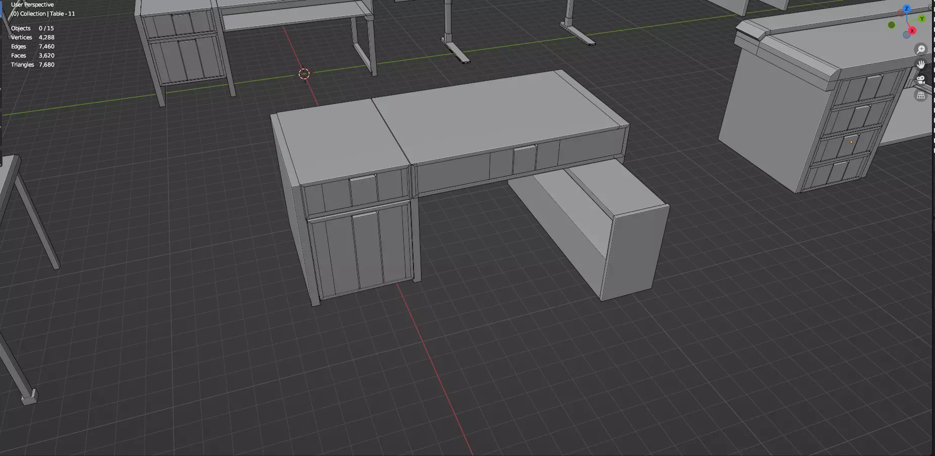 Study Desks And Office Tables Pack - 65 Props - Untextured 3D model_61