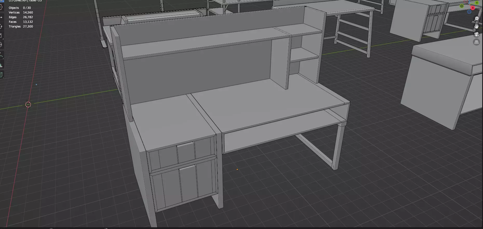Study Desks And Office Tables Pack - 65 Props - Untextured 3D model_80