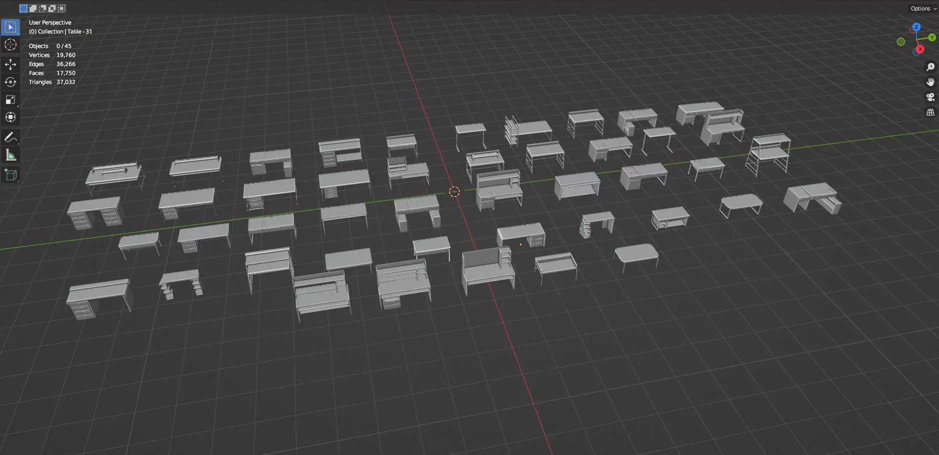Study Desks And Office Tables Pack - 65 Props - Untextured 3D model_51