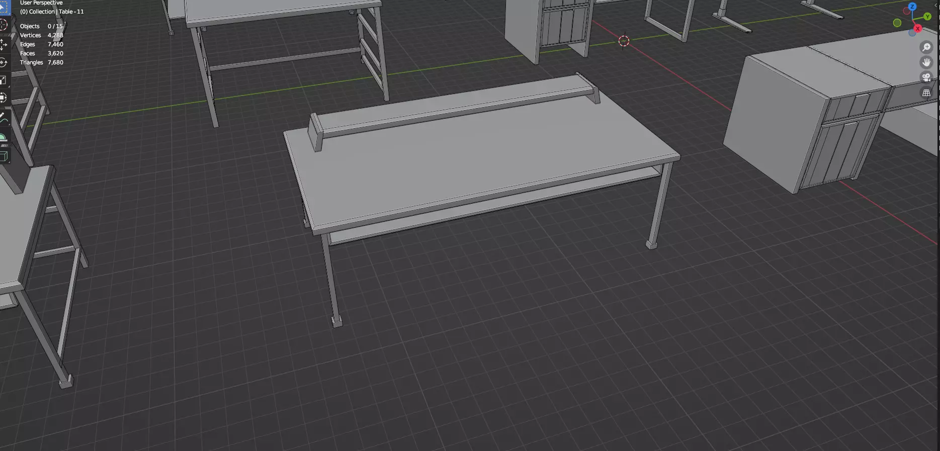 Study Desks And Office Tables Pack - 65 Props - Untextured 3D model_69