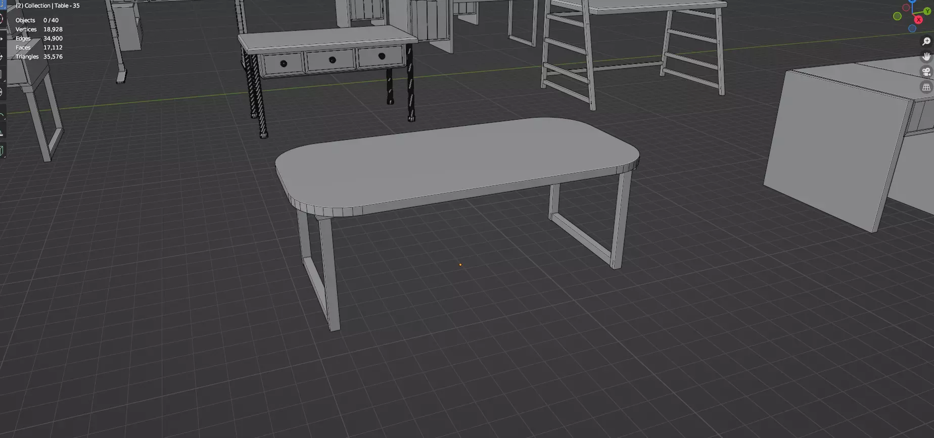 Study Desks And Office Tables Pack - 65 Props - Untextured 3D model_86