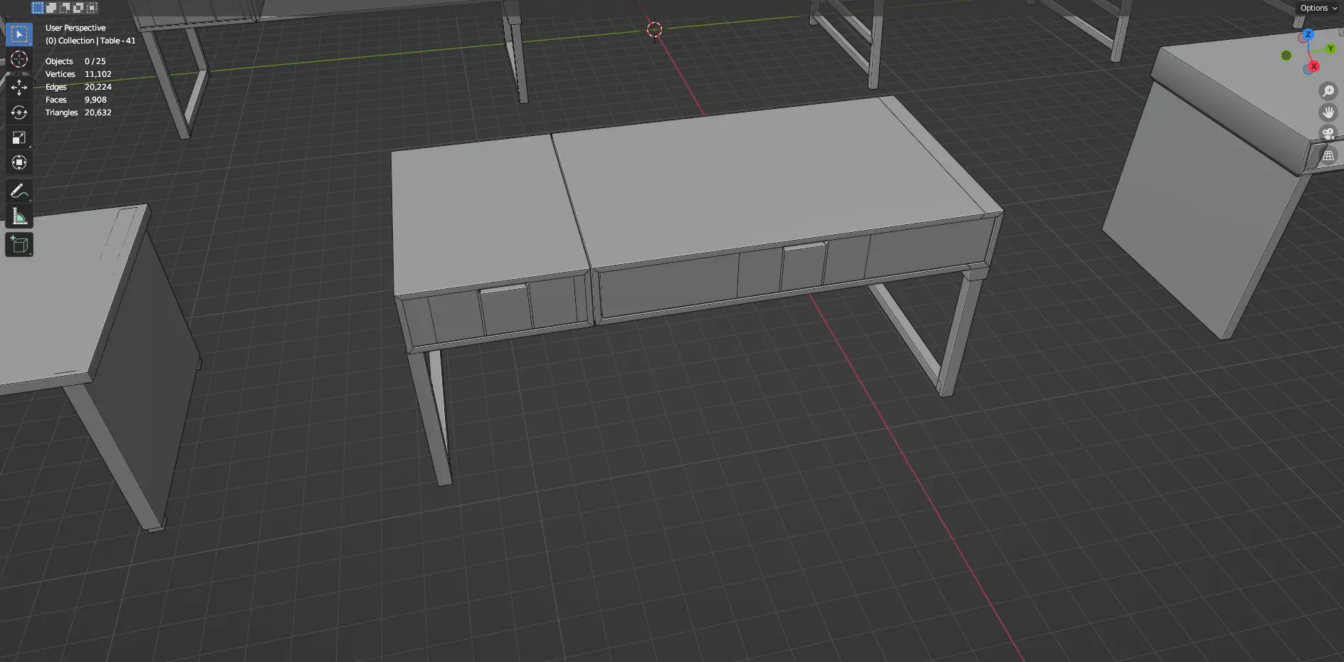 Study Desks And Office Tables Pack - 65 Props - Untextured 3D model_78