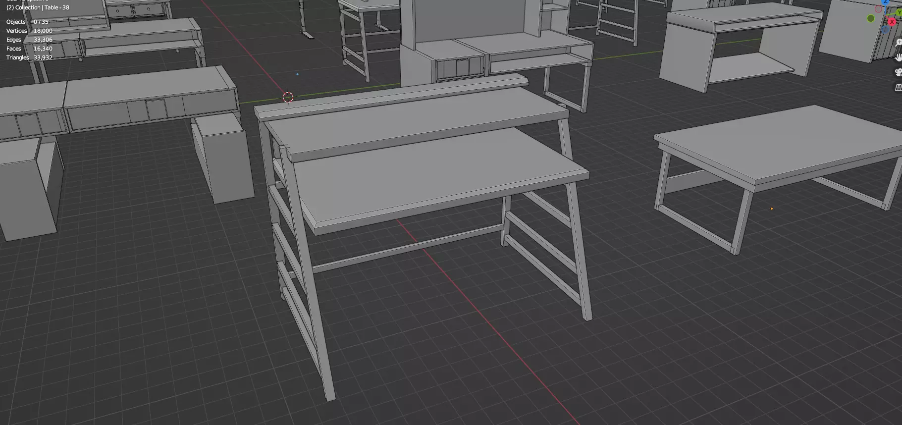 Study Desks And Office Tables Pack - 65 Props - Untextured 3D model_81