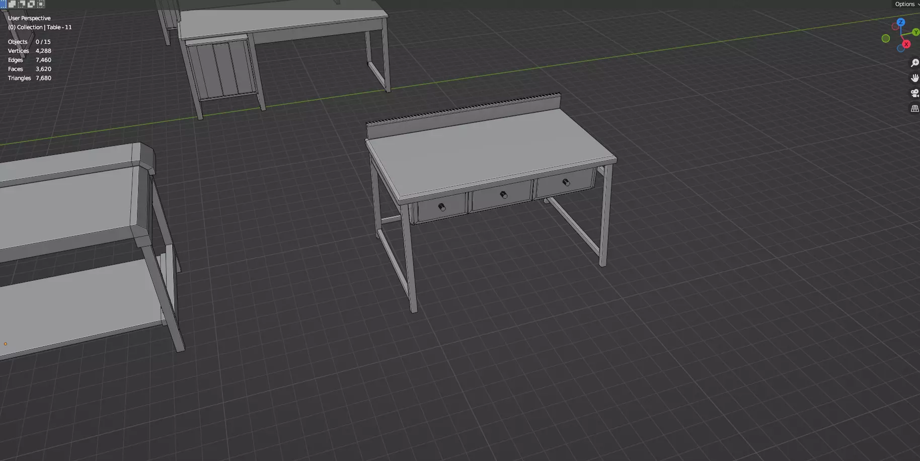 Study Desks And Office Tables Pack - 65 Props - Untextured 3D model_64
