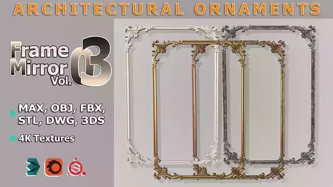 Frame Mirror Ornamental Elegant Classic Vol 03
