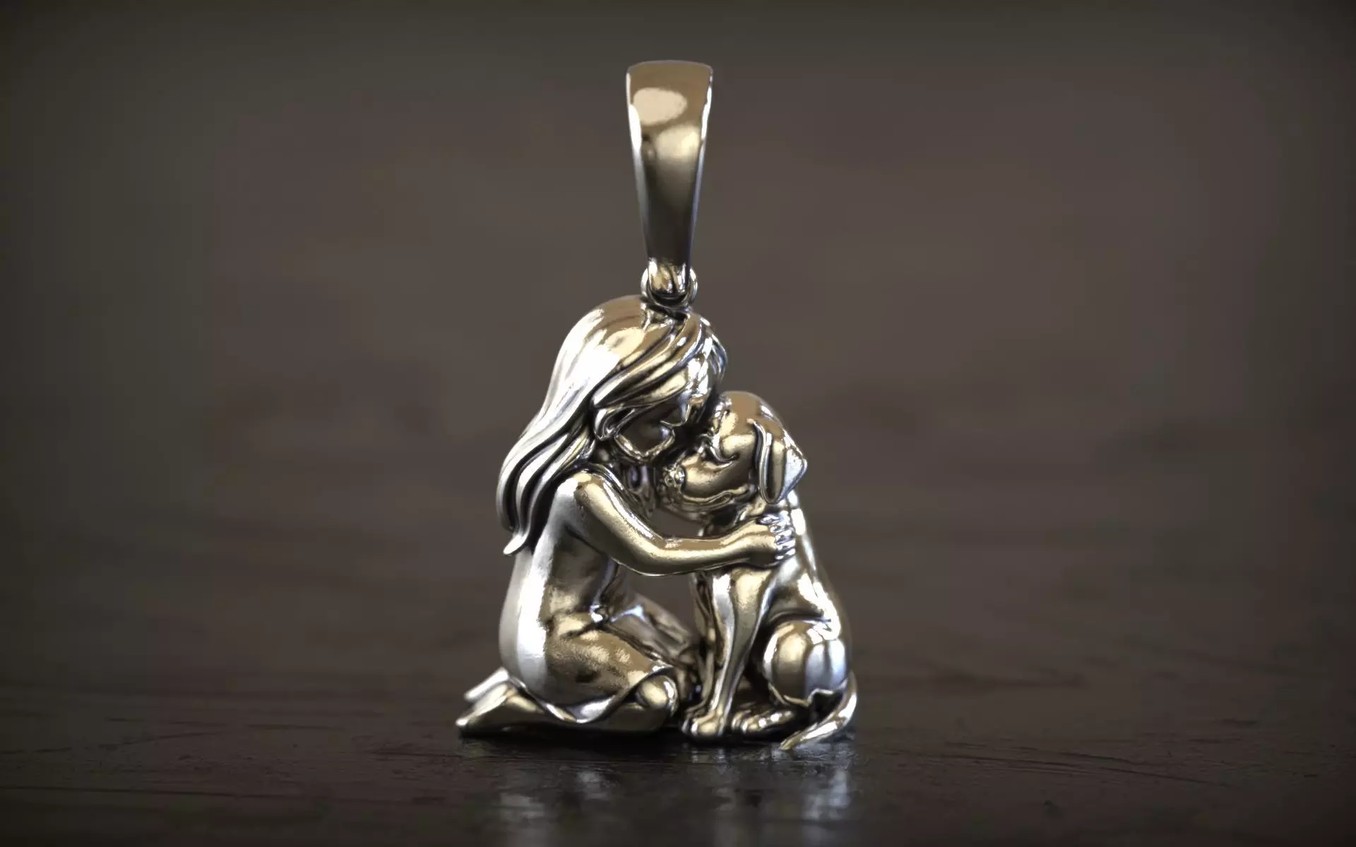 Girl love dog charm 3D print model